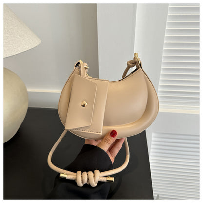 Women Fashion Solid Color Semi-Round Coin Purse Pendant Shoulder Bag