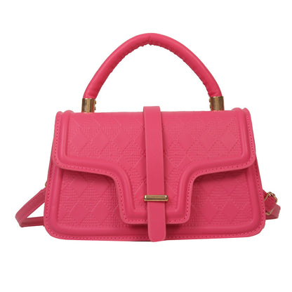 Sac à bandoulière carré en PU à rabat rhomboïde de couleur unie pour femme 