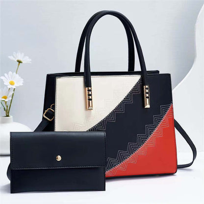 Women'S Fashion Color Block Mother Bag Handbag