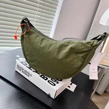 Women Casual Solid Color Waterproof Lightweight Dumpling Shaped Crossbody Bag