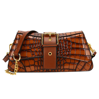 Sac à bandoulière à rabat motif crocodile pour femme 