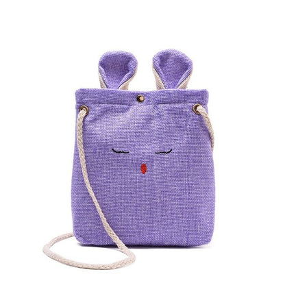 Women Cute Rabbit Shape Design Linen Crossbody Bag