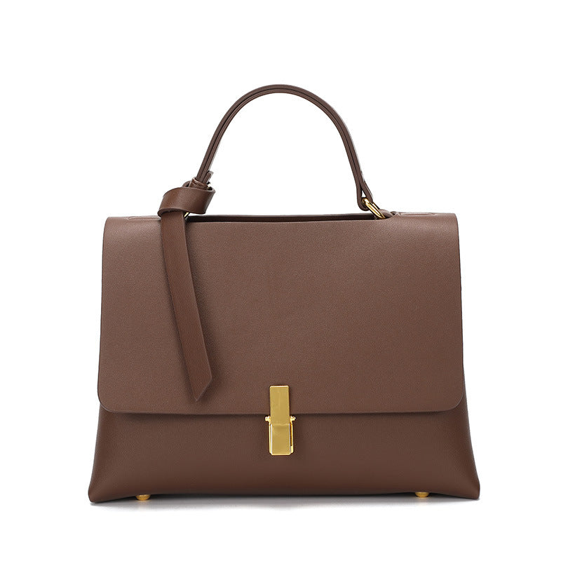 Sac à bandoulière en cuir à rabat et fermoir en métal pour femme 