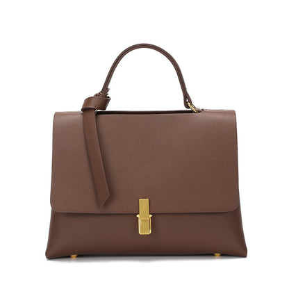 Sac à bandoulière en cuir à rabat et fermoir en métal pour femme 