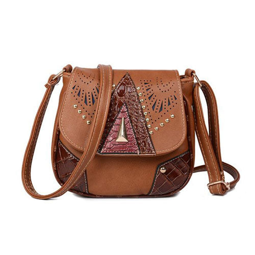 Women Vintage Flap Buckle Design PU Crossbody Bag
