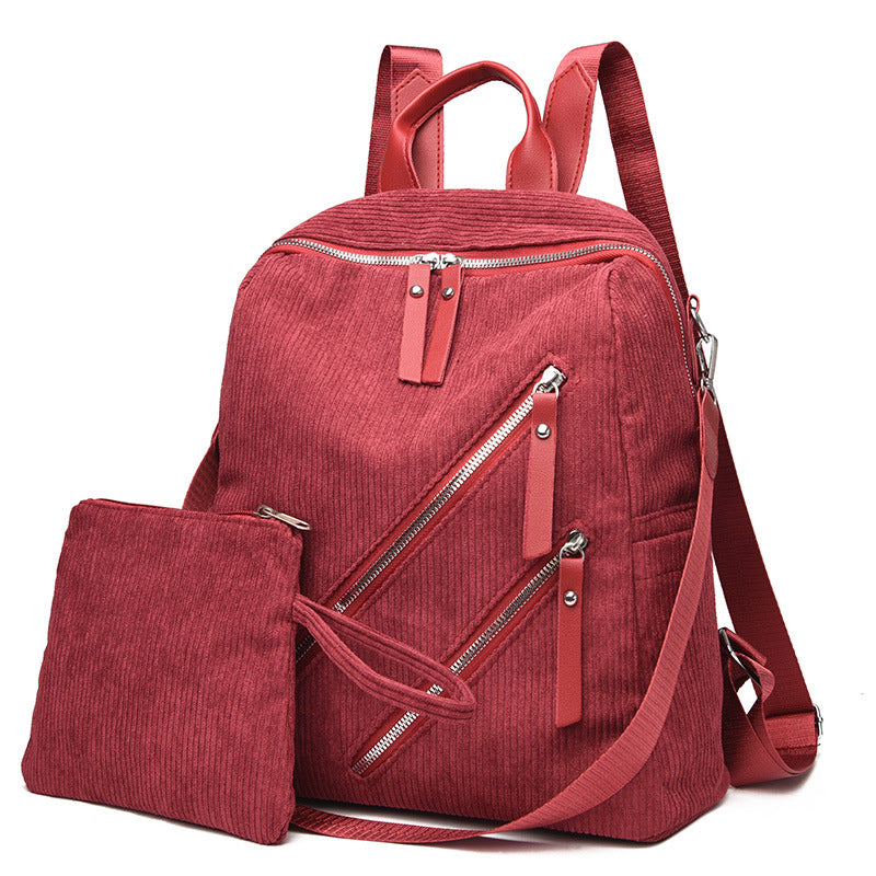 Women Fashion Solid Color Two-Piece Large-Capacity Backpack