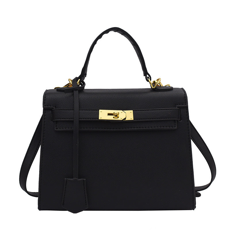 Women Fashion Solid Color Square PU Handle Crossbody Bag