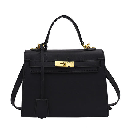 Women Fashion Solid Color Square PU Handle Crossbody Bag