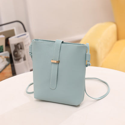 Women Fashionable Simple Solid Color Square Zipper Mini Single Shoulder Crossbody Bucket Bag