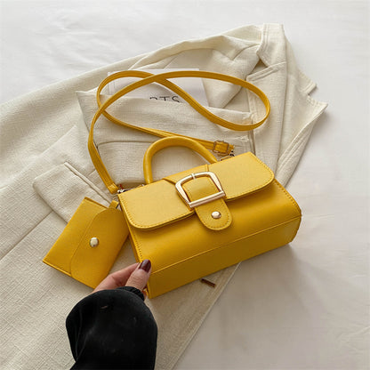 Fashion Solid Color Flip Square Shoulder Bag