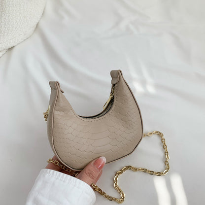 Mini sac bandoulière décontracté à chaîne et fermeture éclair en forme de boulette pour femme, couleur unie 