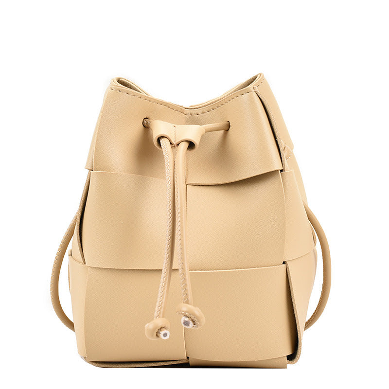 Sac seau à bandoulière avec cordon de serrage pour femme, couleur unie, mode printemps-été 