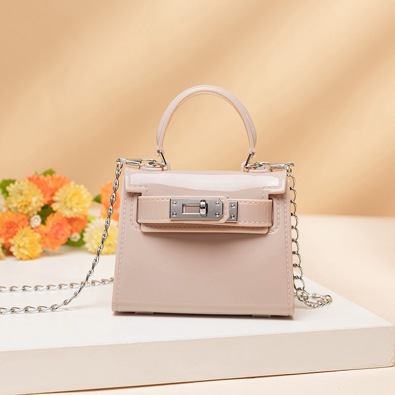 Women Fashion Candy Color Lock Square Chain Mini Crossbody Bag