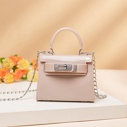 Women Fashion Candy Color Lock Square Chain Mini Crossbody Bag