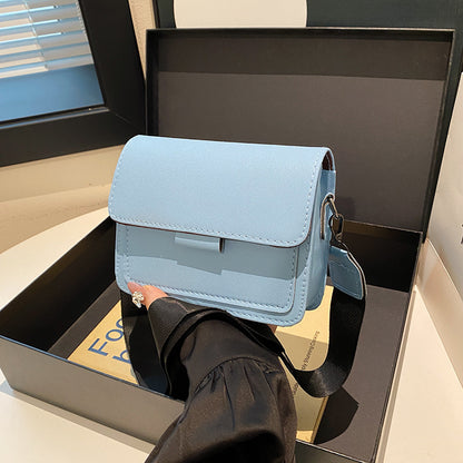 Women Fashion Casual Solid Color Wide Strap Square Crossbody Bag