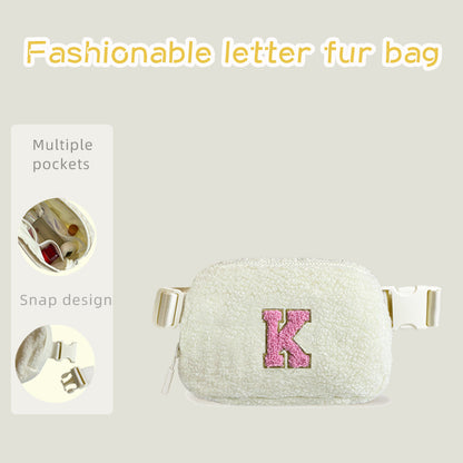 Autumn And Winter Plush Letter Alphabet Waist Bag
