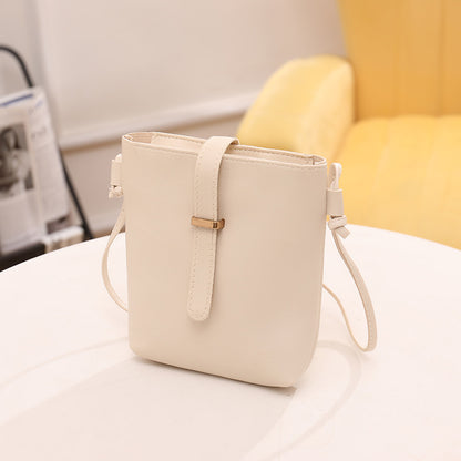 Women Fashionable Simple Solid Color Square Zipper Mini Single Shoulder Crossbody Bucket Bag