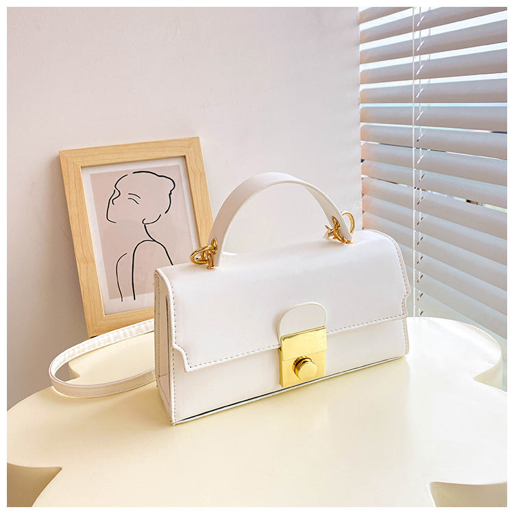 Sac à bandoulière à rabat en PU de couleur unie pour femme