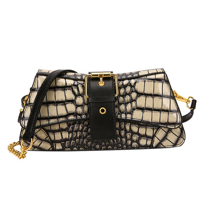 Sac à bandoulière à rabat motif crocodile pour femme 