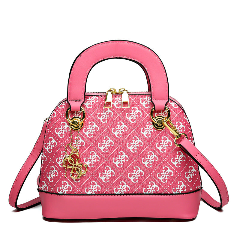 Women Fashionable Solid Color Zipper Metal Pendant Large Capacity Shoulder Crossbody Bag