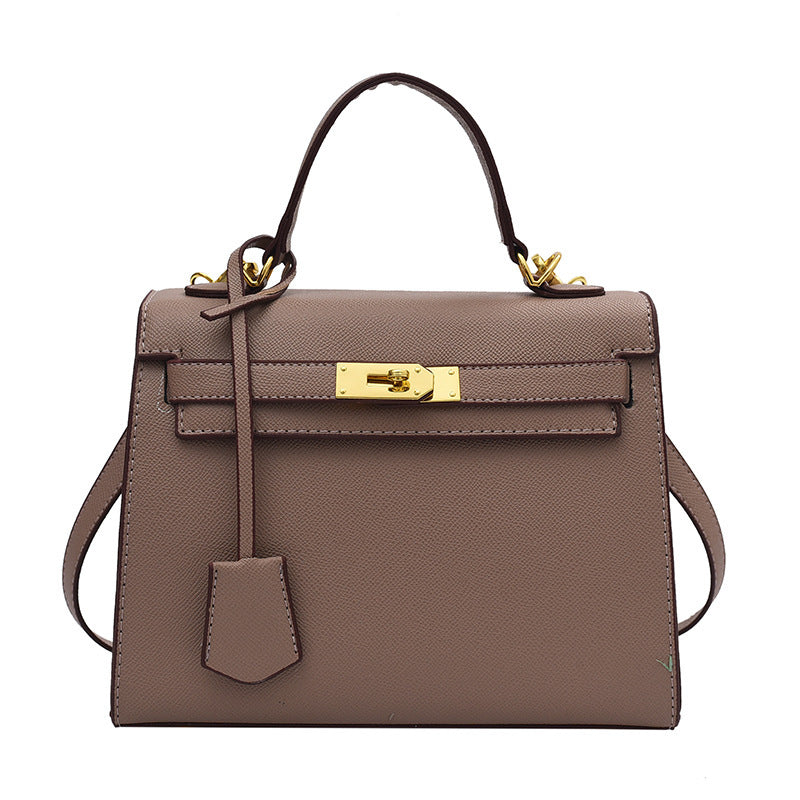 Women Fashion Solid Color Square PU Handle Crossbody Bag