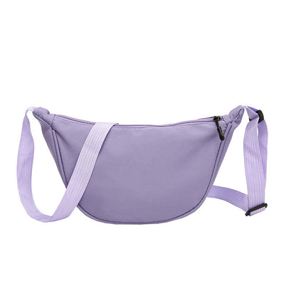 Sac à bandoulière simple et tendance pour femme, couleur unie, fermeture éclair, forme boulette 