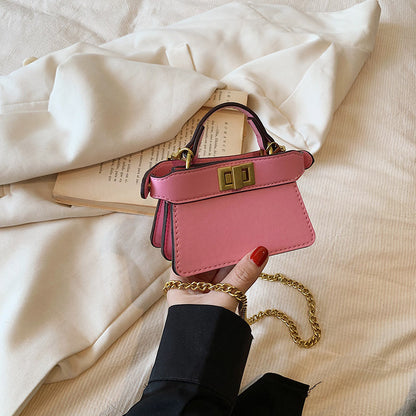 Women Fashion Buckle Square Chain Mini Crossbody Bag