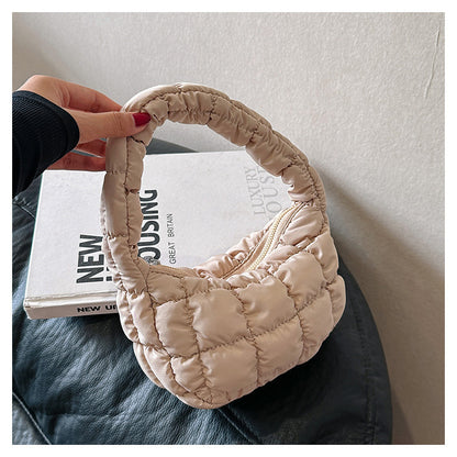 Mini sacs à main tendance à carreaux plissés et nuages ​​de couleur unie 