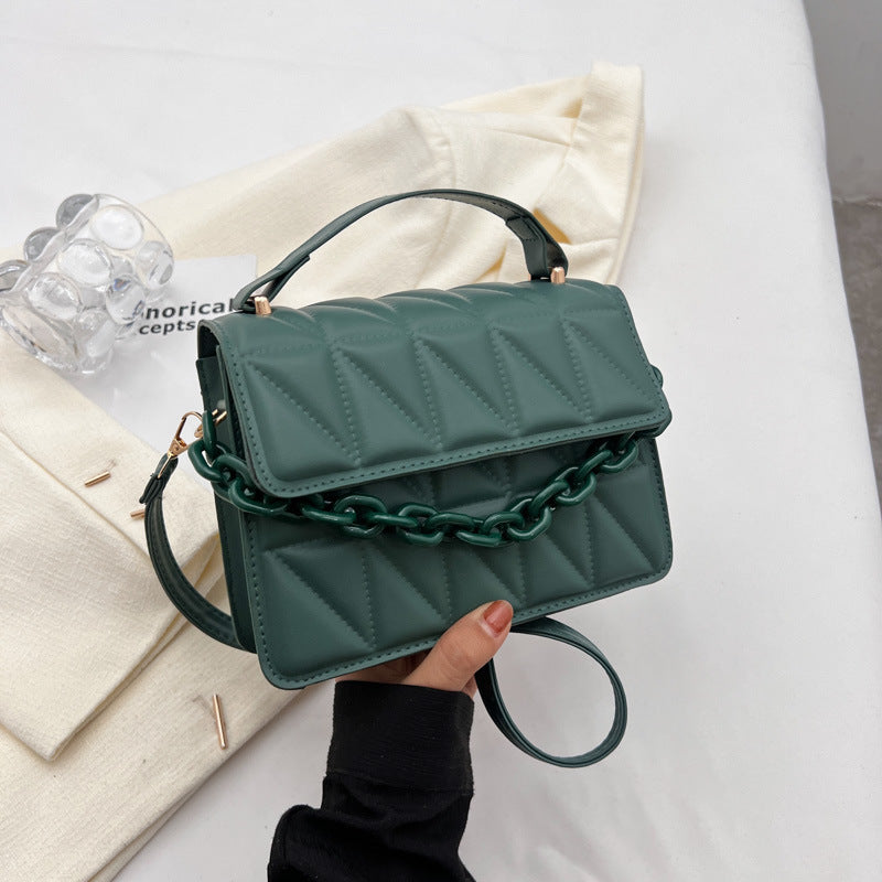 Petit sac à main carré rétro tendance avec chaîne rhomboïdale 