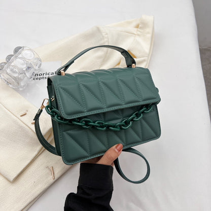 Petit sac à main carré rétro tendance avec chaîne rhomboïdale 