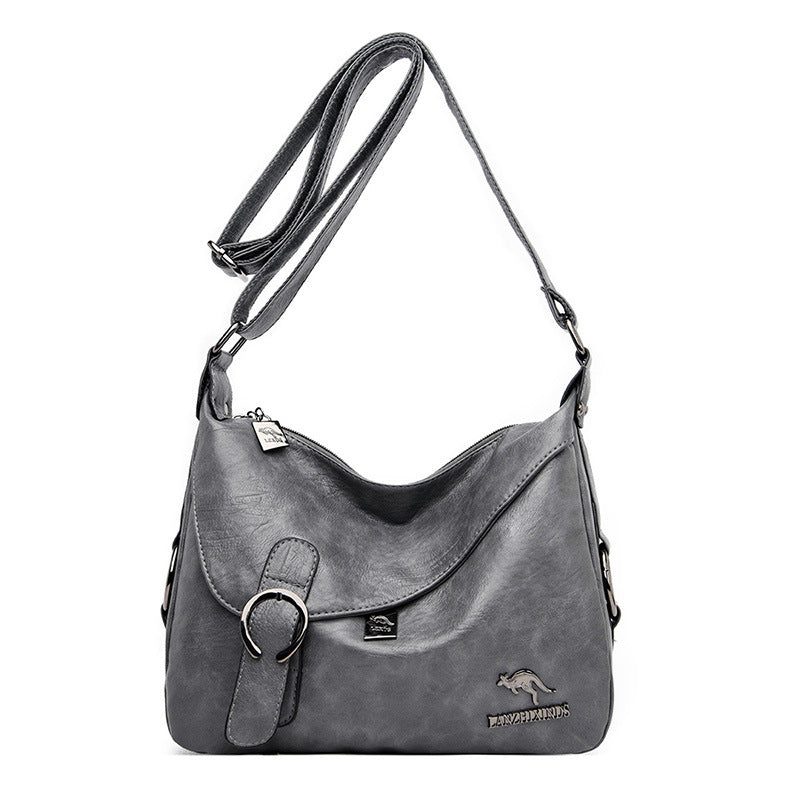 Sac à bandoulière en cuir PU souple vintage simple pour femme 