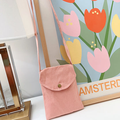 Mini sac à bandoulière en toile de couleur unie pour femme, simple et tendance, style macaron 