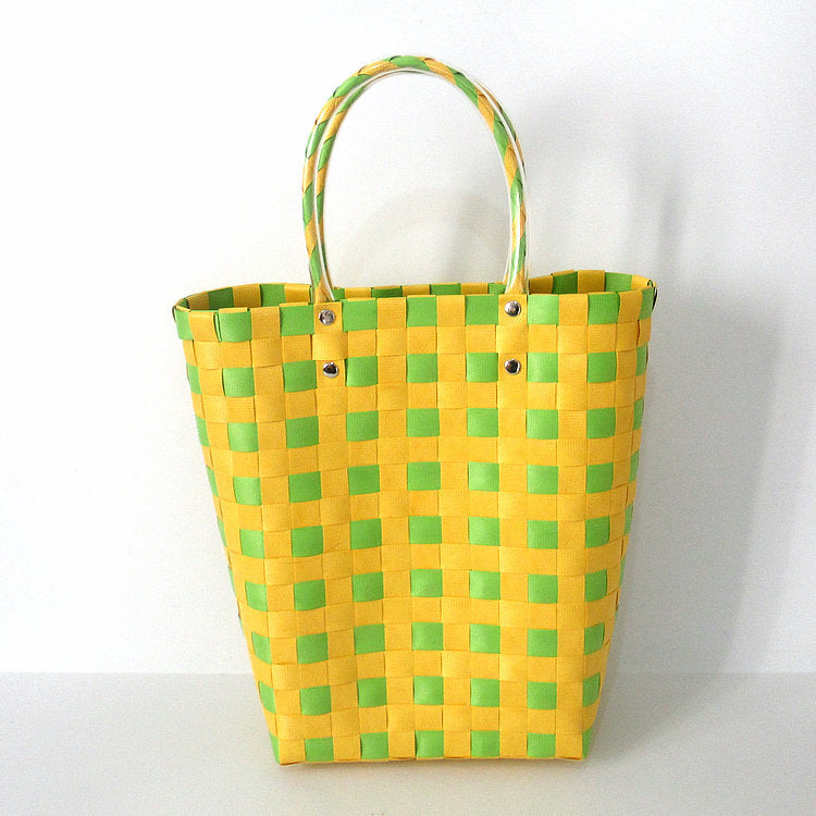 Sac fourre-tout décontracté tissé à carreaux pour femme, grande capacité 