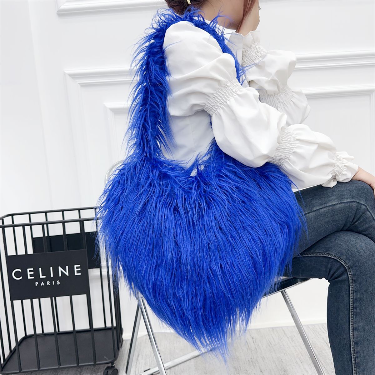 Sac à bandoulière en peluche en forme de cœur pour femme, mignon et tendance, couleur unie, hiver 