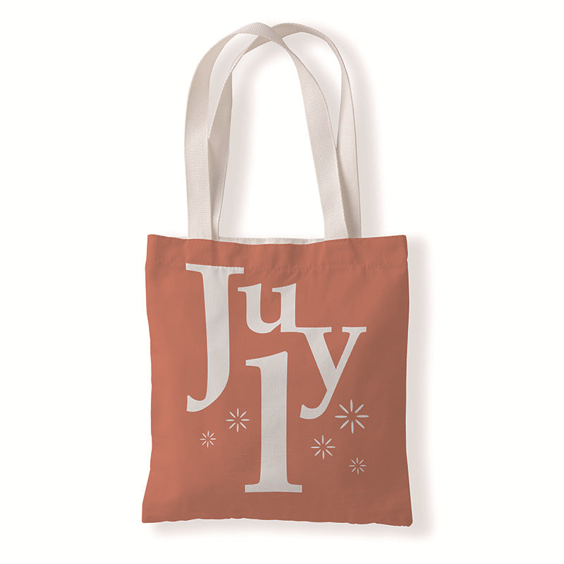 Women Fashion Creative Color Letter Month Canvas Tote Bag