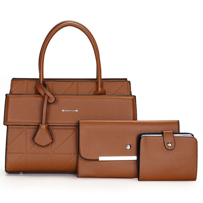Women Casual Solid Color Large Capacity Handbag Three-Piece Set