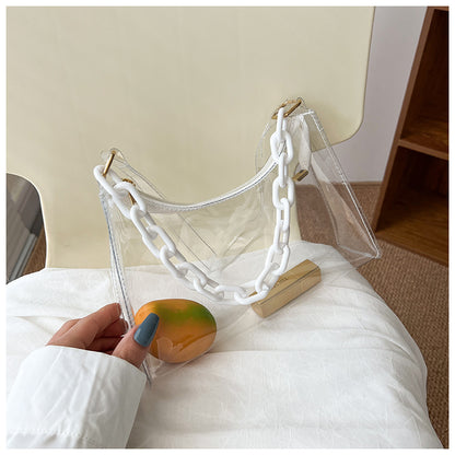 Sac à bandoulière transparent de couleur unie pour femme 