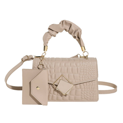 Fashion Solid Color Crocodile Embossed Shoulder Bag