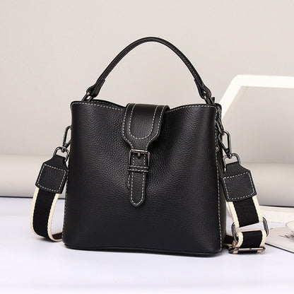 Women'S Fashion All-Match Bucket Bag Genuine Leather Handbag