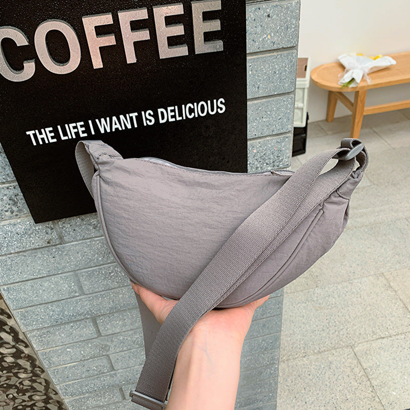 Simple Casual Solid Color Nylon Crossbody Bag