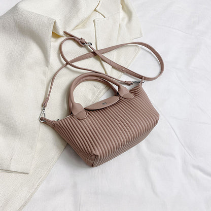 Sac à main plissé de grande capacité pour femme, couleur unie, tendance 