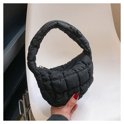 Mini sacs à main tendance à carreaux plissés et nuages ​​de couleur unie 