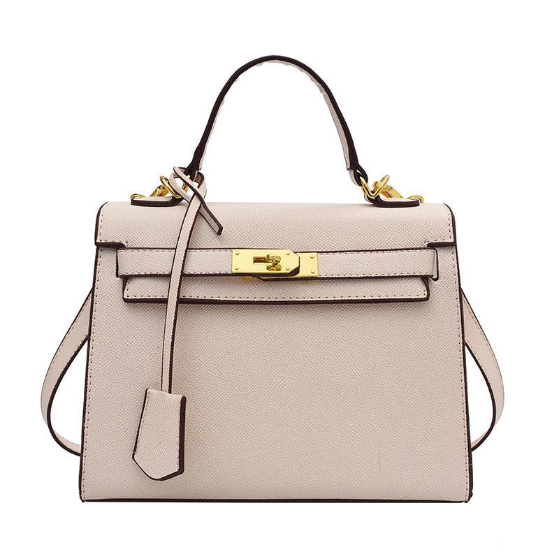 Women Fashion Solid Color Square PU Handle Crossbody Bag
