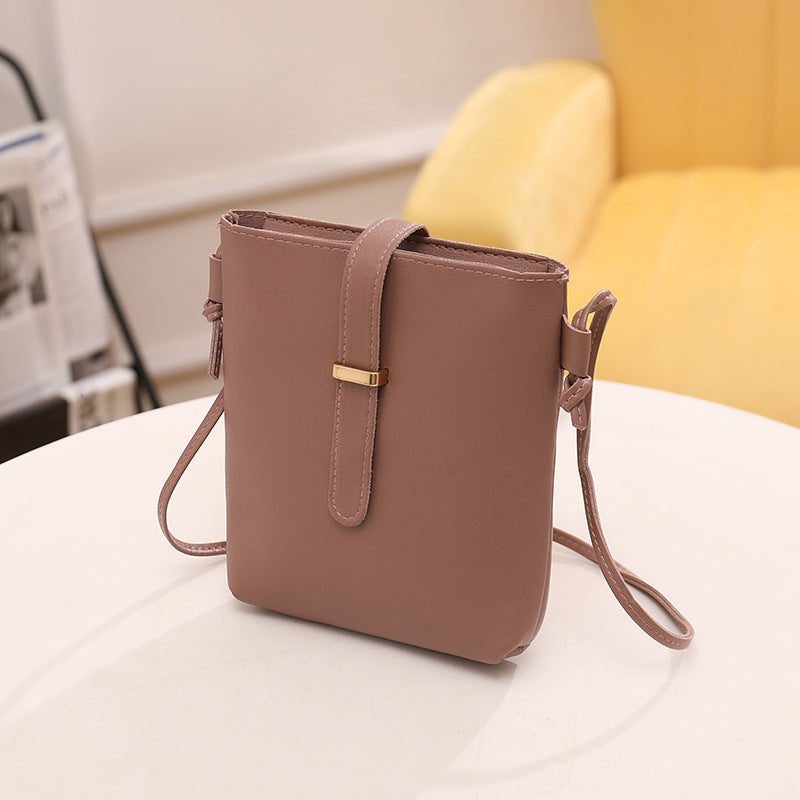 Women Fashionable Simple Solid Color Square Zipper Mini Single Shoulder Crossbody Bucket Bag