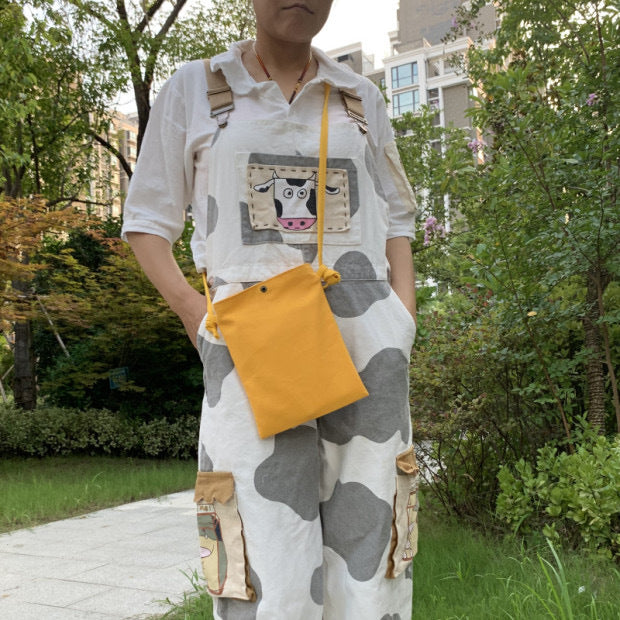 Sac à bandoulière simple en toile de couleur unie pour femme 