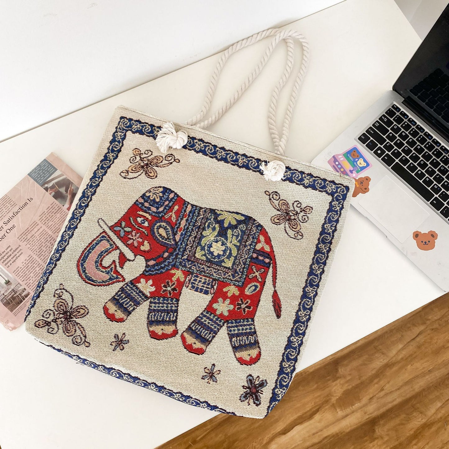 Sac à bandoulière brodé vintage de grande capacité 