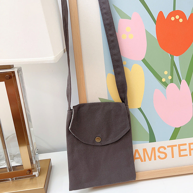 Mini sac à bandoulière en toile de couleur unie pour femme, simple et tendance, style macaron 