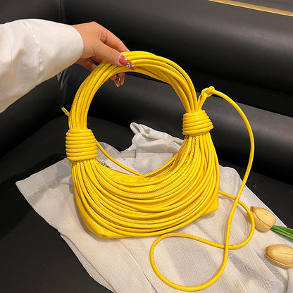 Women Fashion Creative Multicolor Line Woven Knot Handbag