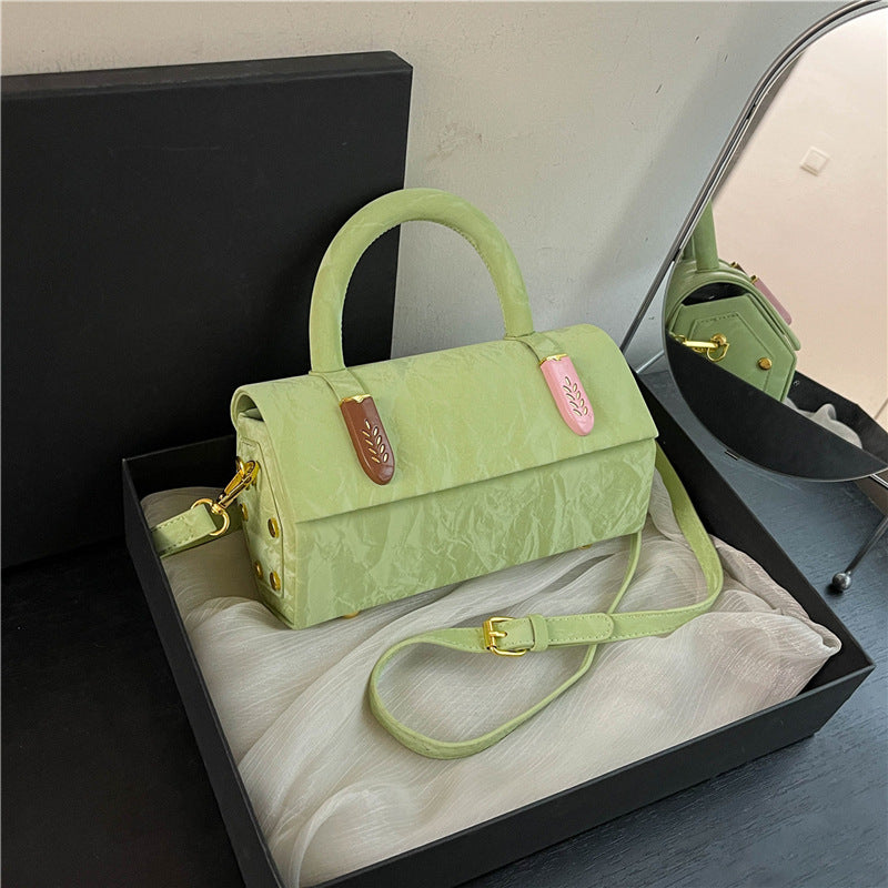 Women Fashion Casual Solid Color Pu Rectangular Shoulder Bag
