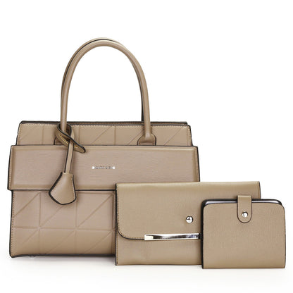 Women Casual Solid Color Large Capacity Handbag Three-Piece Set